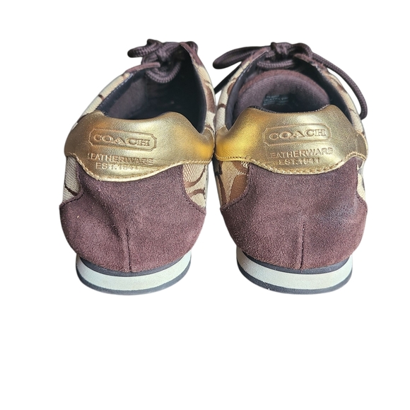 Coach Signature Canvas Sneakers Women’s 8M Brown Gold Katelyn - Picture 5 of 9